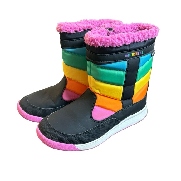 Merrell Other - Merrell Alpine Puffer Waterproof Boots Kids 3M Multicolor Rainbow Winter Shoes